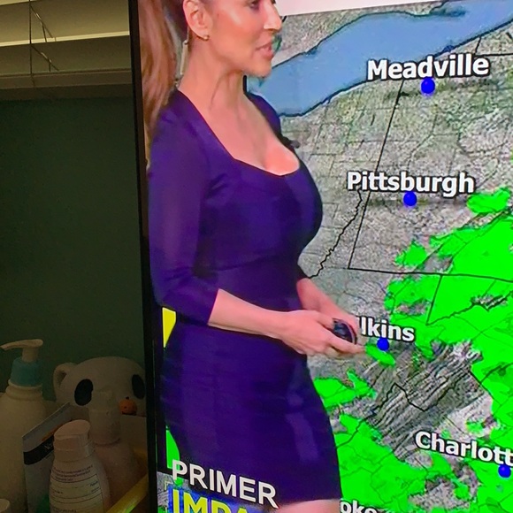 FRENCH CONNECTION BANDAGE BODYCON DRESS BLUE SIZE 6 SIMILAR TO HERVE LEGER - Picture 6 of 12